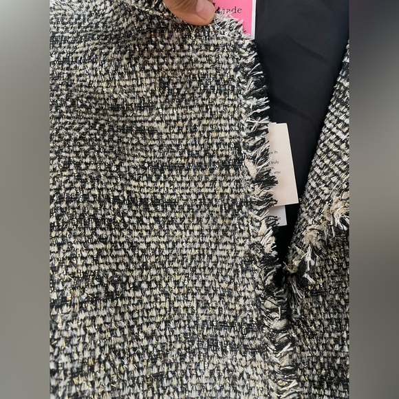Kate Spade Party Tweed Metallic Sparkle Blazer Jacket Open Front Size 4 New Tags - Picture 6 of 11